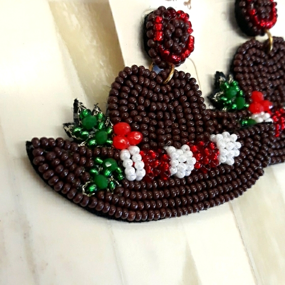 Christmas Seed Bead Cowboy Hat NEW - Picture 4 of 8